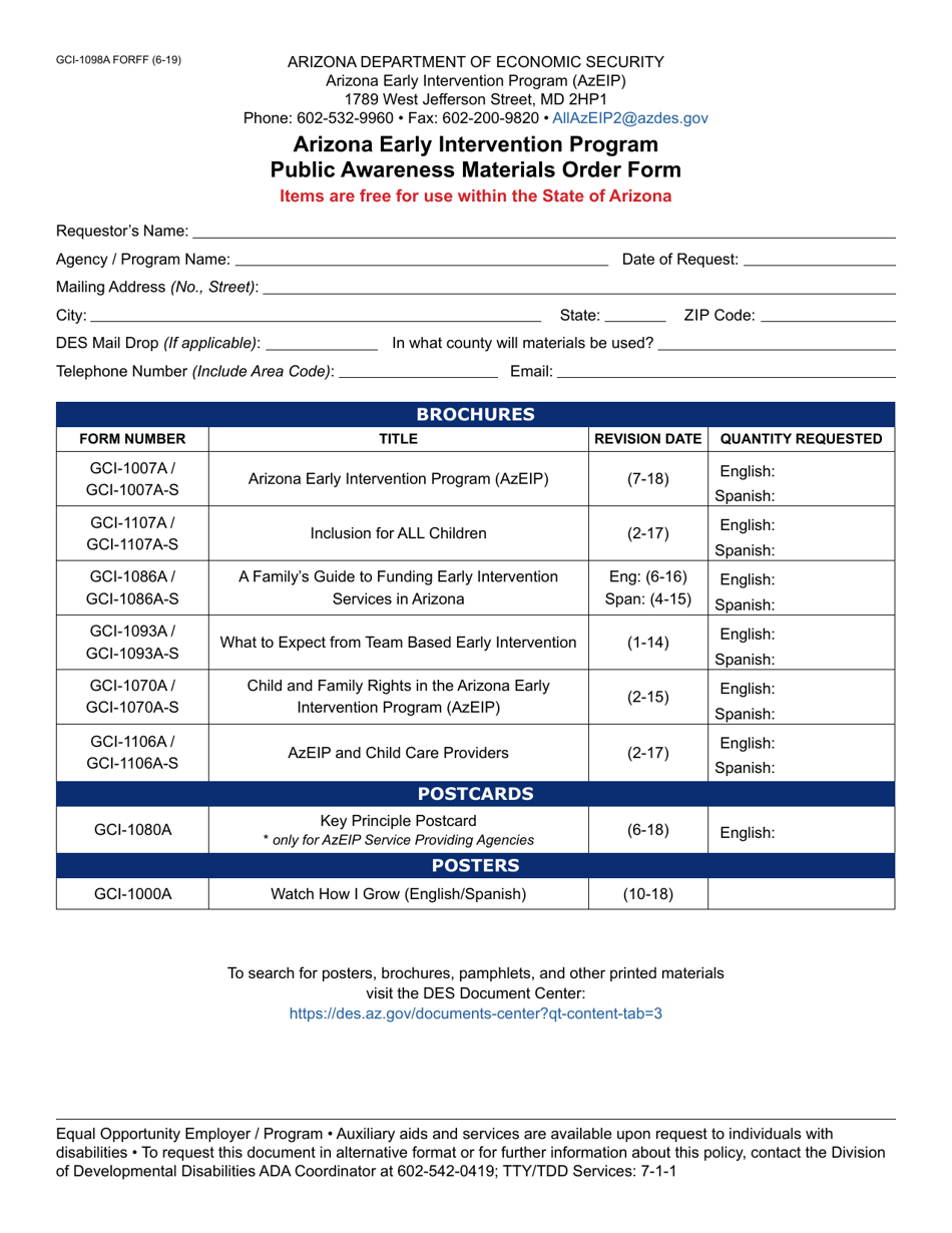 Form GCI-1098A - Fill Out, Sign Online and Download Fillable PDF ...