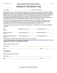 Form WIO-1075A Transfer of Funds Request Form - Arizona