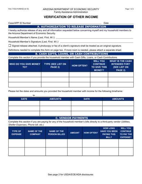 Form FAA-1725A  Printable Pdf