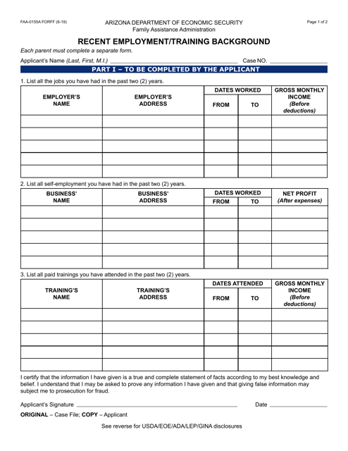 Form FAA-0155A  Printable Pdf