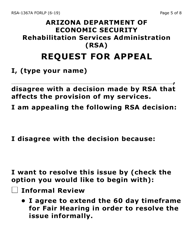 Form RSA-1367A-LP Request for Appeal (Large Print) - Arizona, Page 5