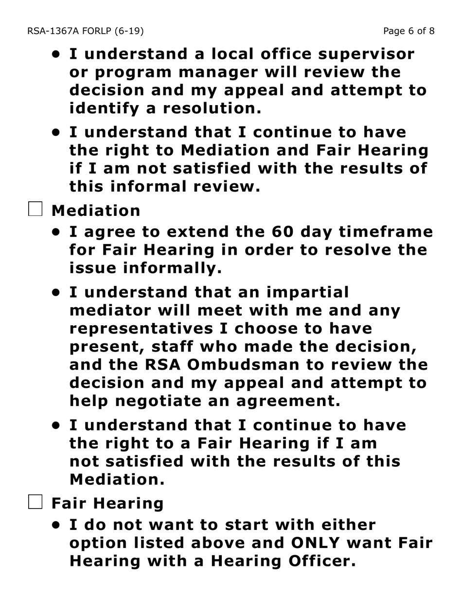Form RSA-1367A-LP Request for Appeal (Large Print) - Arizona, Page 6