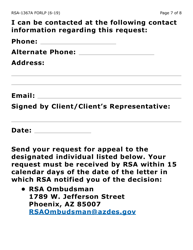 Form RSA-1367A-LP Request for Appeal (Large Print) - Arizona, Page 7