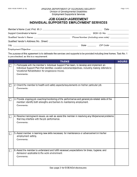 Form DDD-1403E Job Coach Agreement Individual Supported Employment Services - Arizona