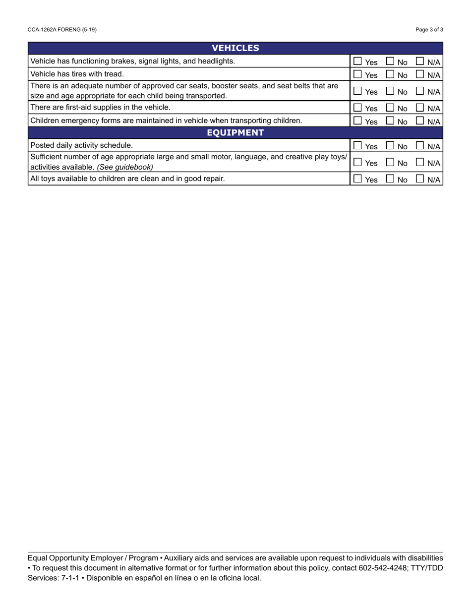 Form CCA-1262A Home Inspection Checklist - Arizona, Page 3