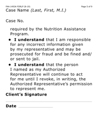 Form FAA-1493A-LP Nutrition Assistance Authorized Representative Request (Large Print) - Arizona, Page 5