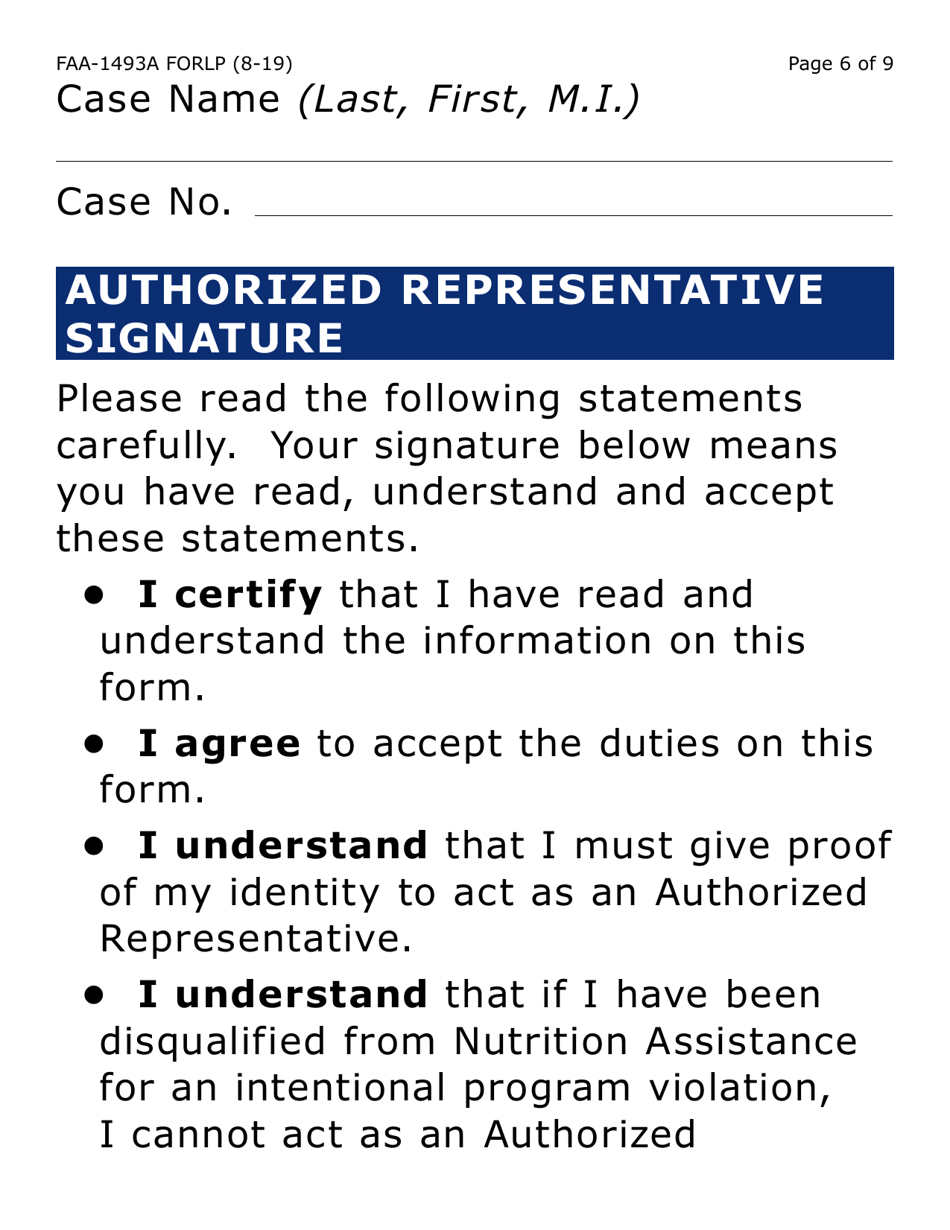 Form FAA-1493A-LP Nutrition Assistance Authorized Representative Request (Large Print) - Arizona, Page 6