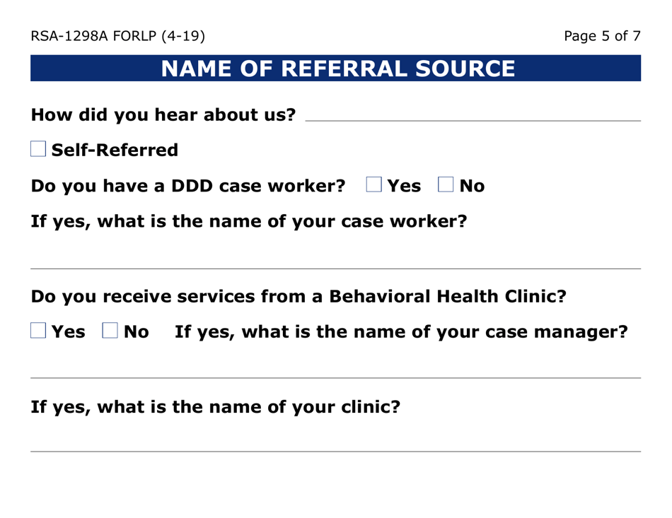 Form RSA-1298A-LP Referral Form (Large Print) - Arizona, Page 5