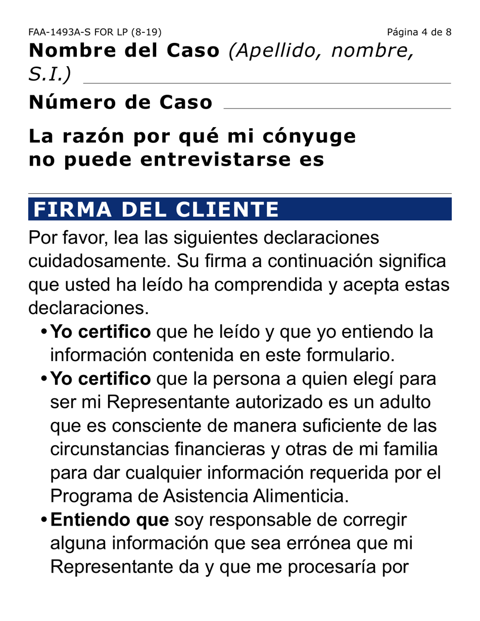 Formulario FAA-1493A-LPS Solicitud De Representante Autorizado (Letra Grande) - Arizona (Spanish), Page 4