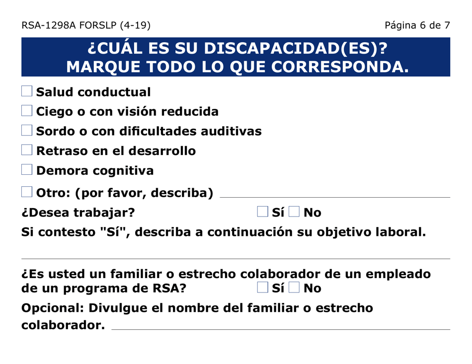 Formulario RSA-1298A-S-LP Formulario De Recomendacion (Letra Grande) - Arizona (Spanish), Page 6