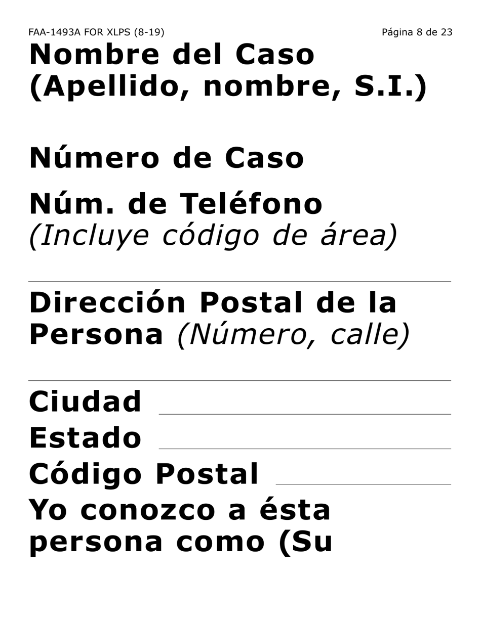 Formulario FAA-1493A-XLPS Solicitud De Representante Autorizado (Letra Extra Grande) - Arizona (Spanish), Page 8
