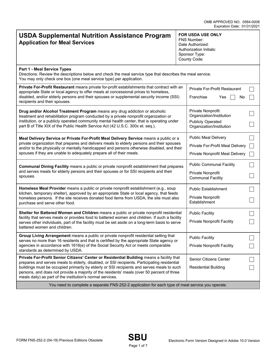 Form FNS-252-2 Download Fillable PDF or Fill Online Usda ...