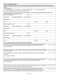 Form FNS-252-2 Usda Supplemental Nutrition Assistance Program Application for Meal Services, Page 3