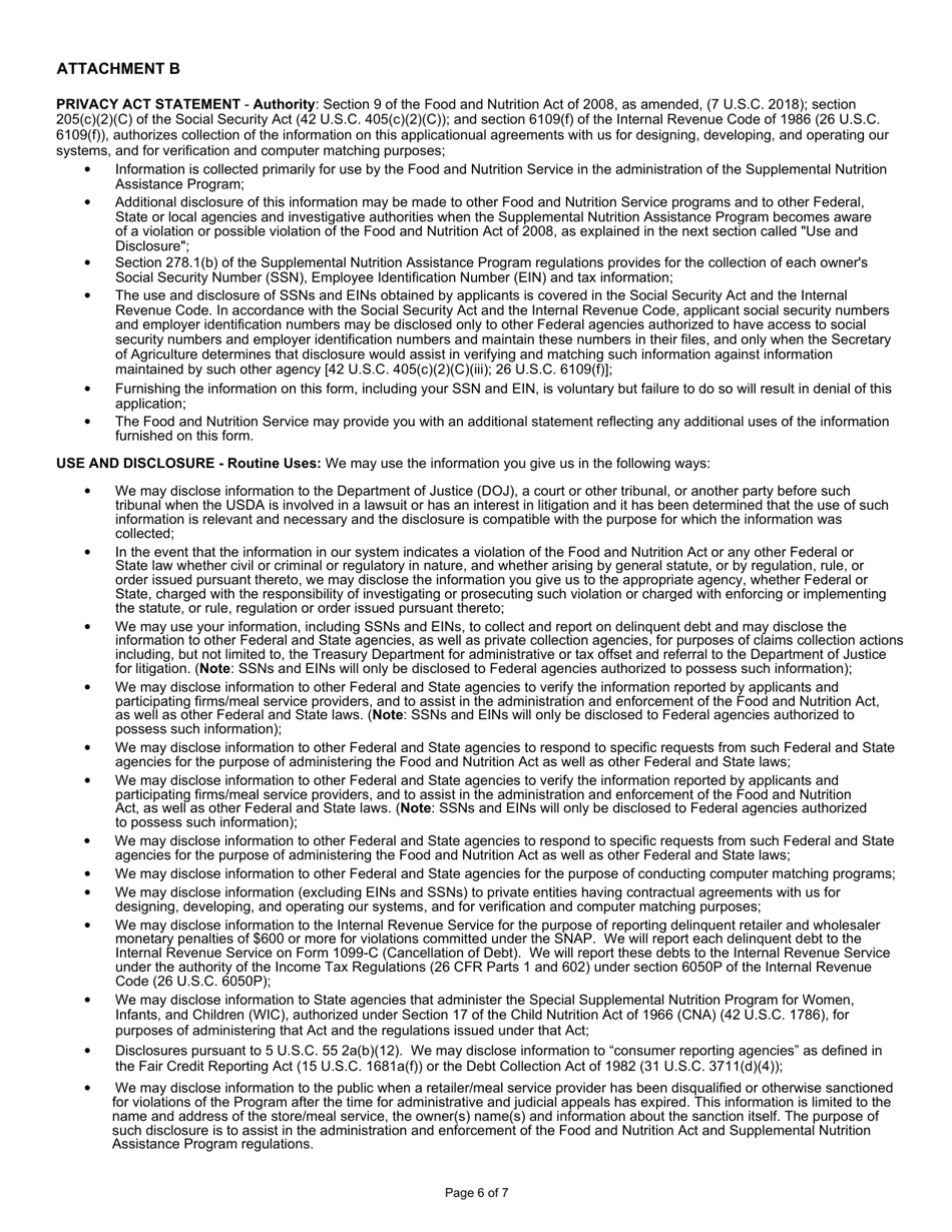 Form FNS-252-2 Usda Supplemental Nutrition Assistance Program Application for Meal Services, Page 6