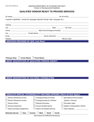 Document preview: Form DDD-1821A Qualified Vendor Ready to Provide Services - Arizona