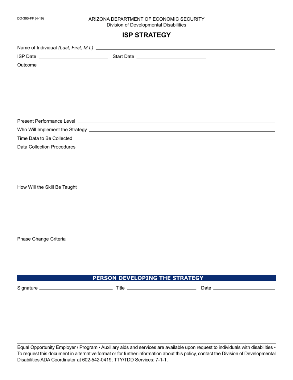 Form DD-390 Isp Strategy - Arizona, Page 1