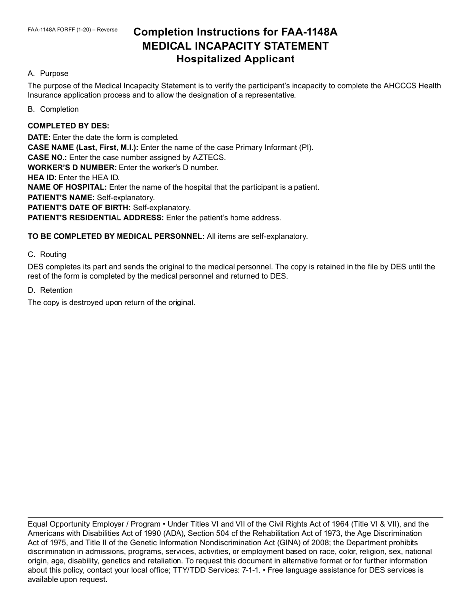 Form Faa 1148a Fill Out Sign Online And Download Fillable Pdf Arizona Templateroller 1425