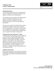 Document preview: Form 602 Lobbying Firm Activity Authorization - California
