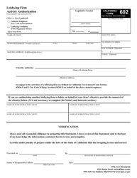 Form 602 Lobbying Firm Activity Authorization - California, Page 2
