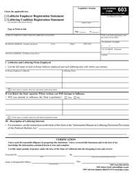 Form 603 Lobbyist Employer or Lobbying Coalition Registration Statement - California, Page 2