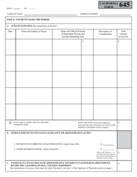 Form 645 Report of Persons Spending $5,000 or More to Influence Legislative or Administrative Action - California, Page 4