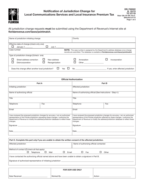 Form DR-700022  Printable Pdf