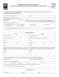 Form DR-700022 Notification of Jurisdiction Change for Local Communications Services and Local Insurance Premium Tax - Florida