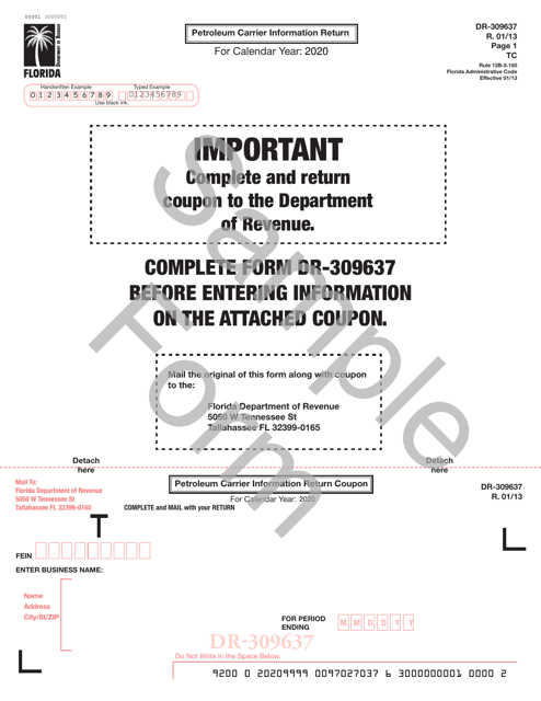 Form DR-309637 2020 Printable Pdf