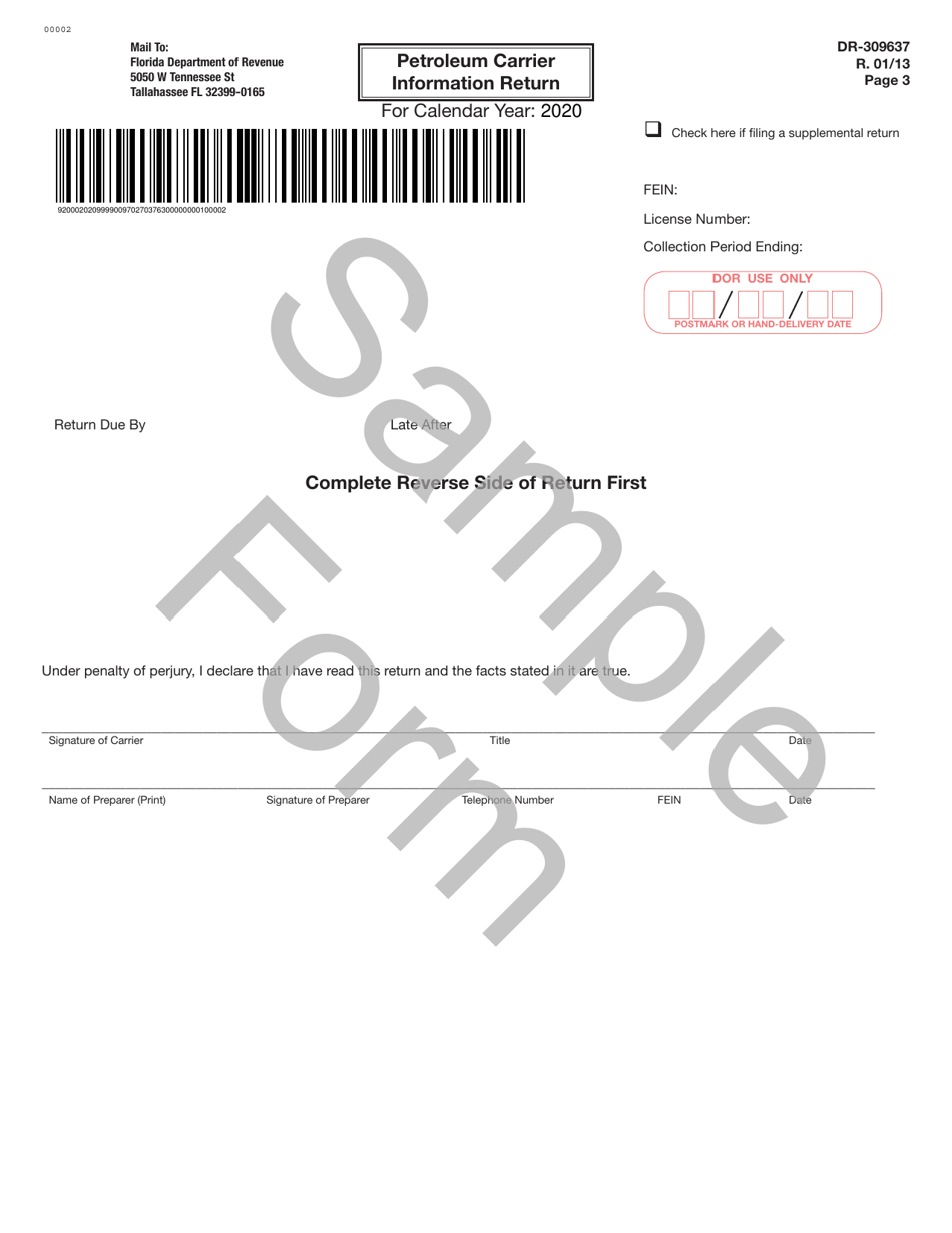Form DR-309637 Petroleum Carrier Information Return - Florida, Page 3