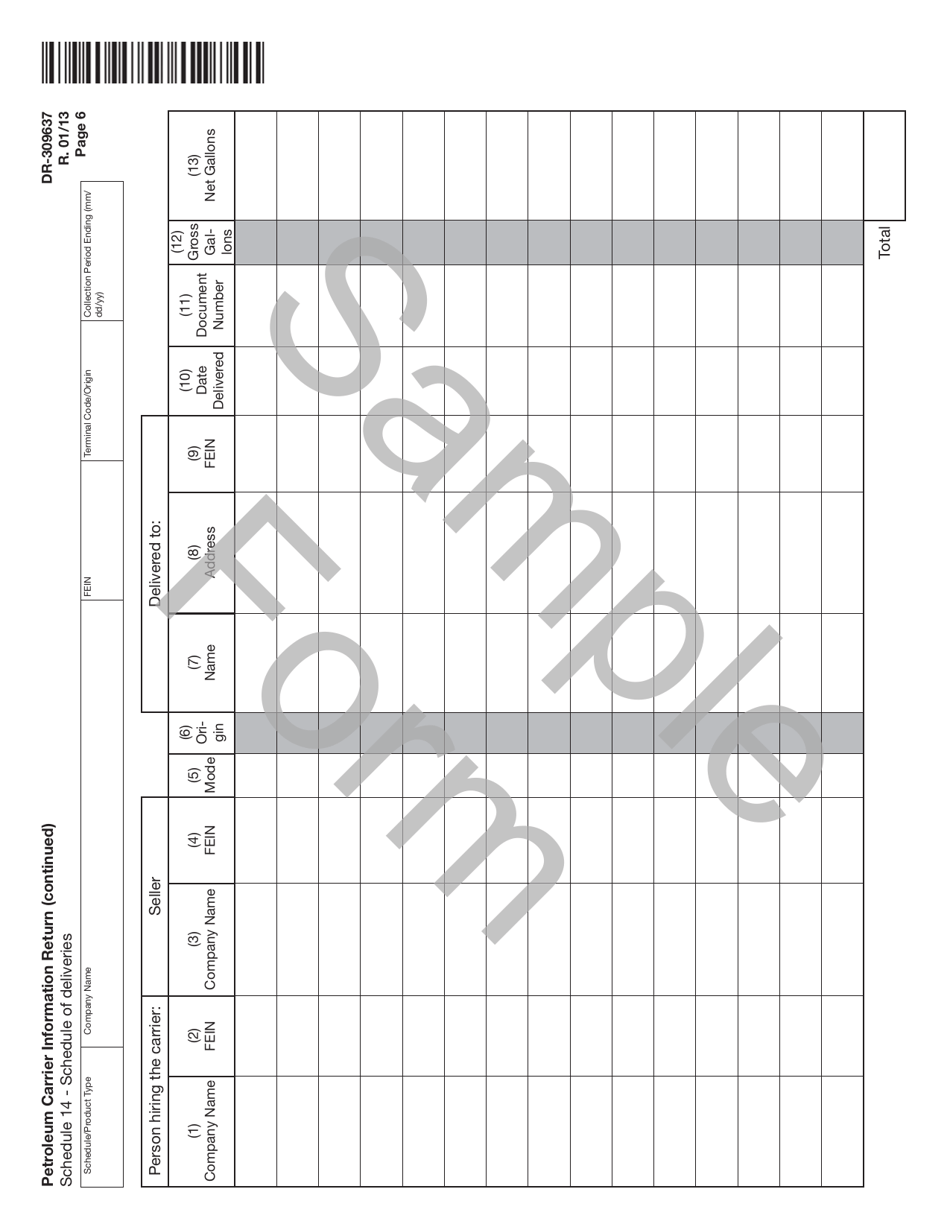 Form DR-309637 Petroleum Carrier Information Return - Florida, Page 6