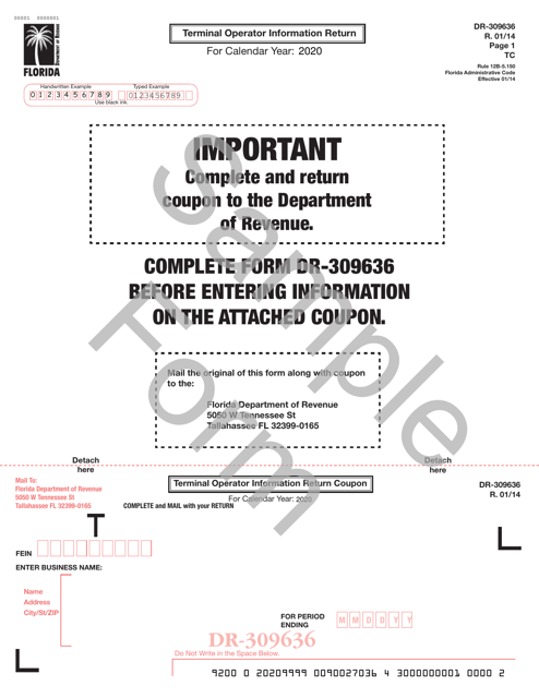 Form DR-309636 2020 Printable Pdf