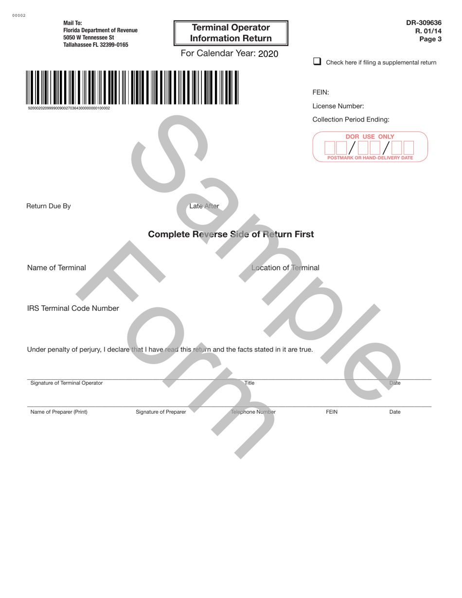 Form DR-309636 Terminal Operator Information Return - Florida, Page 3