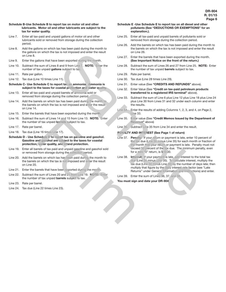 Form DR-904 Pollutants Tax Return - Florida, Page 6