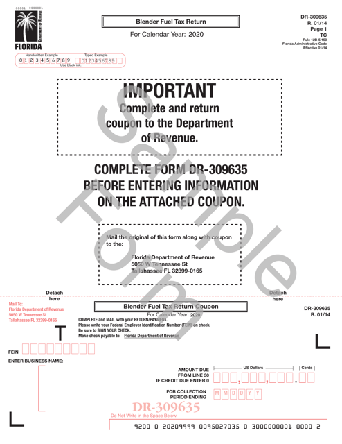 Form DR-309635 2020 Printable Pdf