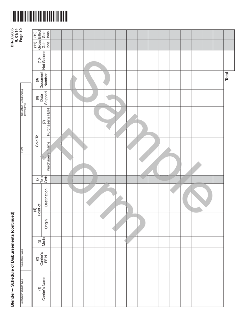 Form DR-309635 Blender Fuel Tax Return - Florida, Page 10