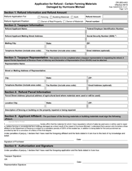 Form DR-26S-HAG Application for Refund - Certain Farming Materials Damaged by Hurricane Michael - Florida