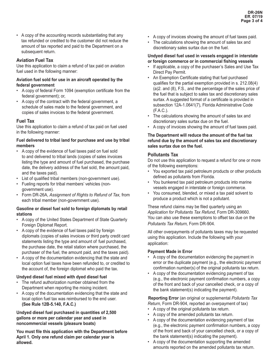 Instructions for Form DR-26 Application for Refund - Florida, Page 3