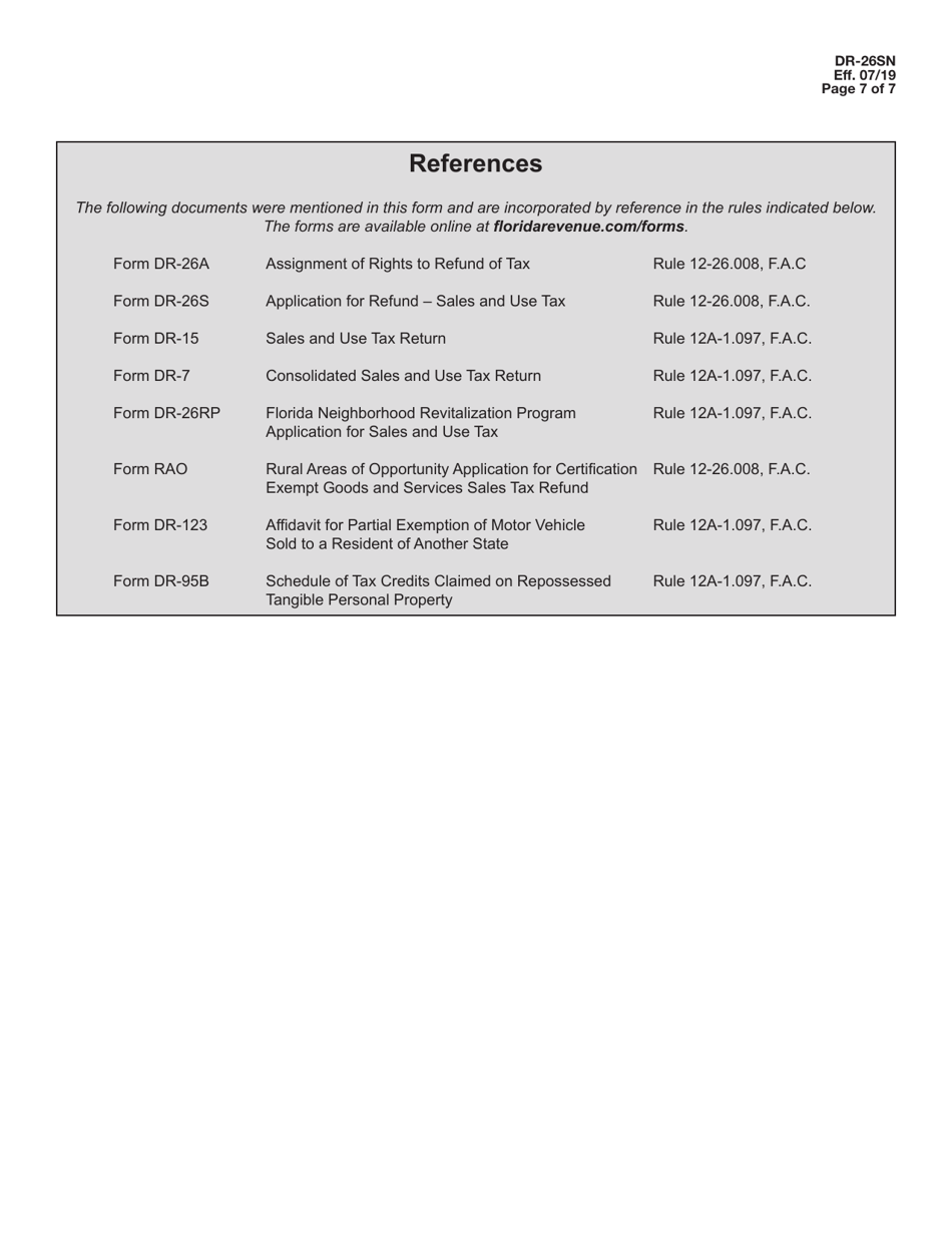 Instructions for Form DR-26S Application for Refund - Sales and Use Tax - Florida, Page 7