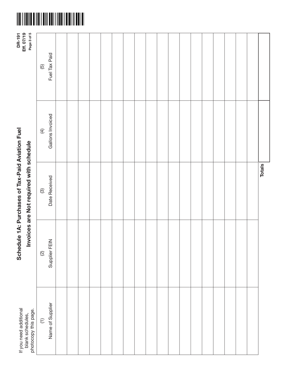 Form DR-191 Application for Aviation Fuel Tax Refund - Air Carriers - Florida, Page 3