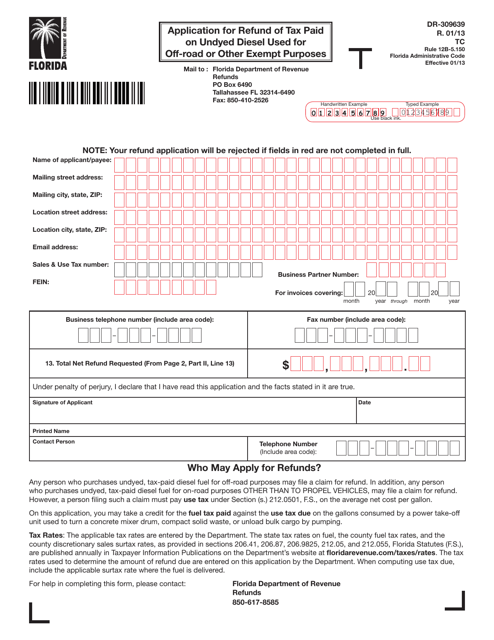 Form DR-309639  Printable Pdf