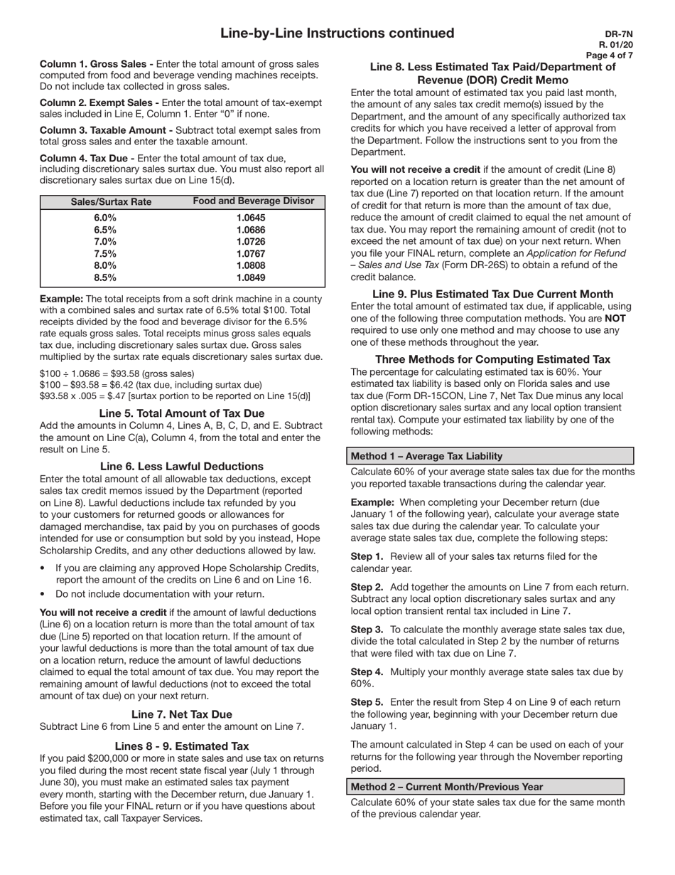 Instructions for Form DR-7 Consolidated Sales and Use Tax Return - Florida, Page 4