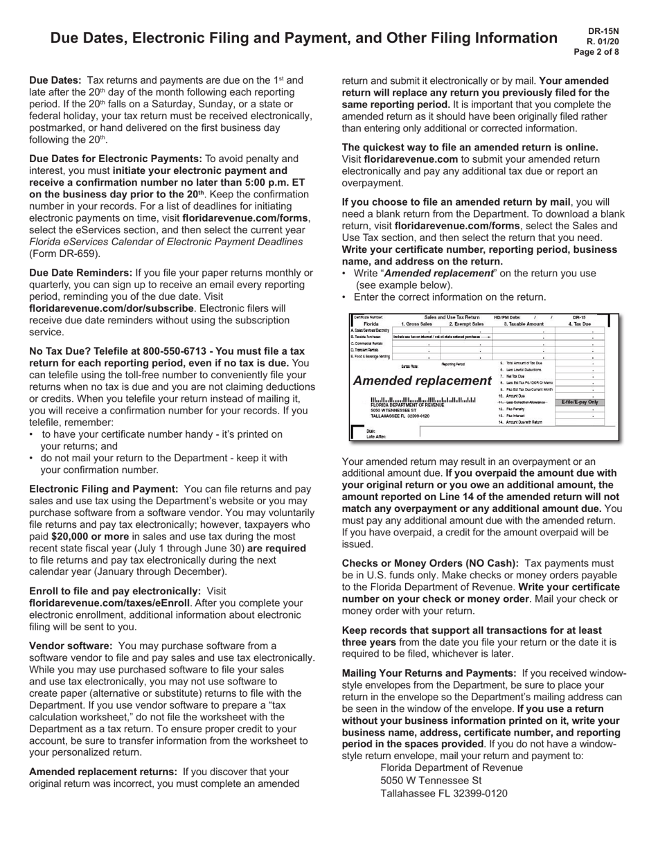 Instructions for Form DR-15 Sales and Use Tax Return - Florida, Page 2