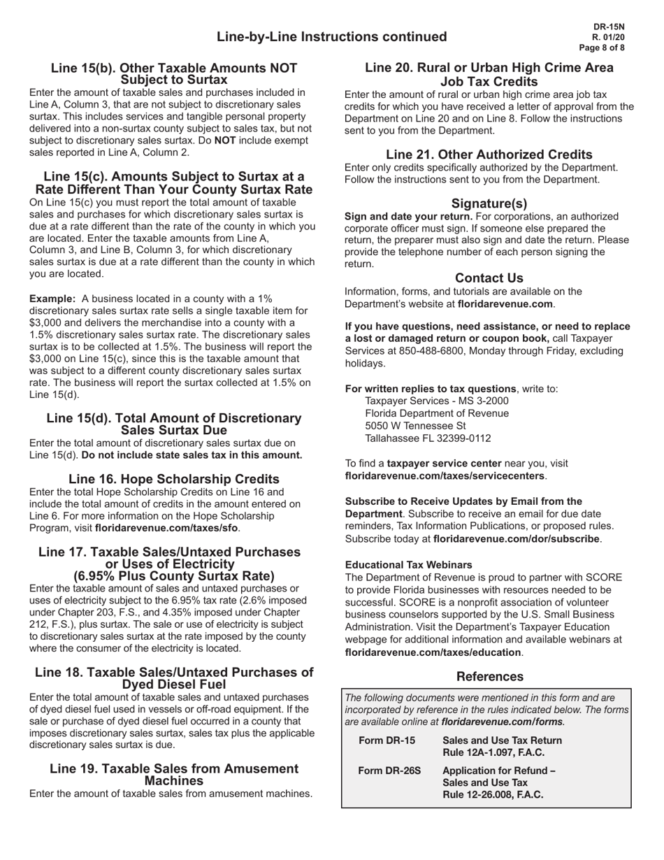 Instructions for Form DR-15 Sales and Use Tax Return - Florida, Page 8