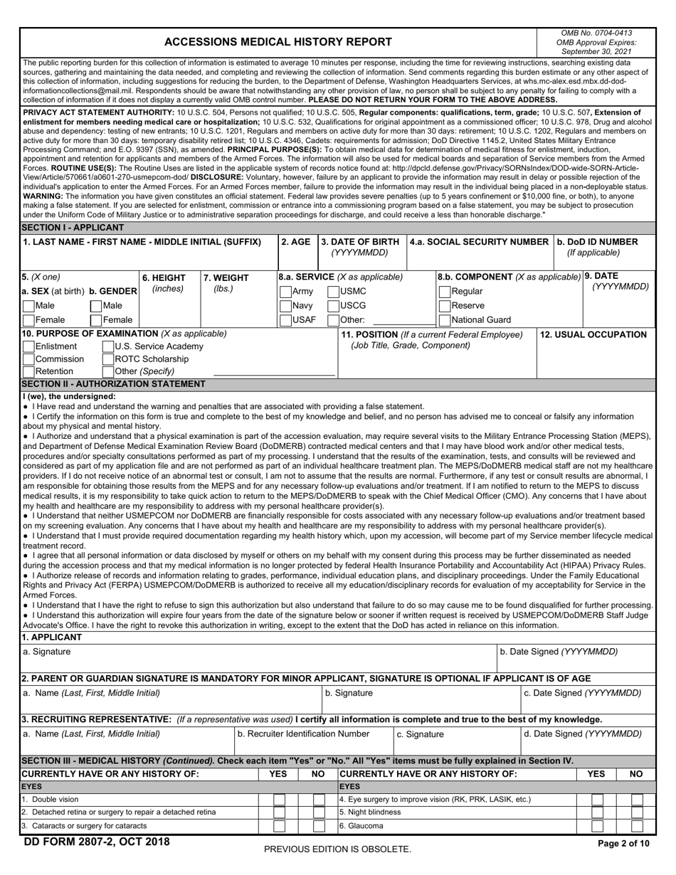 Dd Form 2807 2 Fill Out Sign Online And Download Fillable Pdf