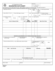 Form DS-1031-A Biographic Data Sheet, Page 2