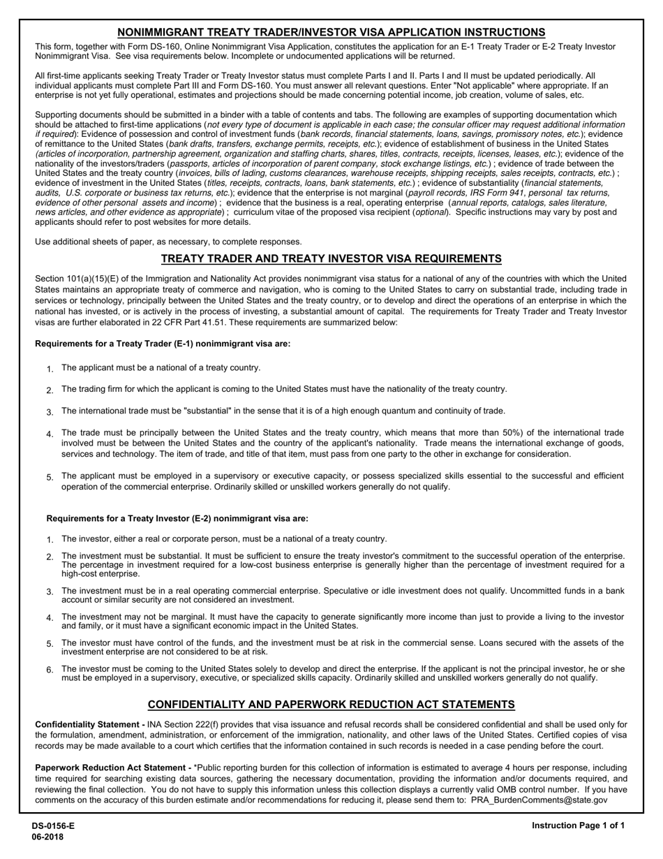 Form DS 156E Download Printable PDF Or Fill Online Nonimmigrant Treaty Trader Investor form-ds-156e-download-printable-pdf-or-fill-online-nonimmigrant-treaty-trader-investor