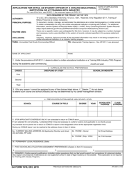 Document preview: DA Form 1618 Application for Detail as Student Officer at a Civilian Educational Institution or at Training With Industry