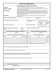 Document preview: DA Form 2125 Report to Training Agency