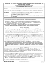 DA Form 3540 Certificate and Acknowledgement of U.S. Army Reserve Service Requirements and Methods of Fulfillment
