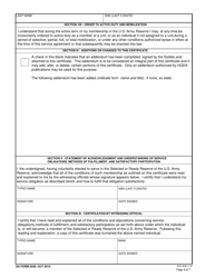 DA Form 3540 Certificate and Acknowledgement of U.S. Army Reserve Service Requirements and Methods of Fulfillment, Page 6
